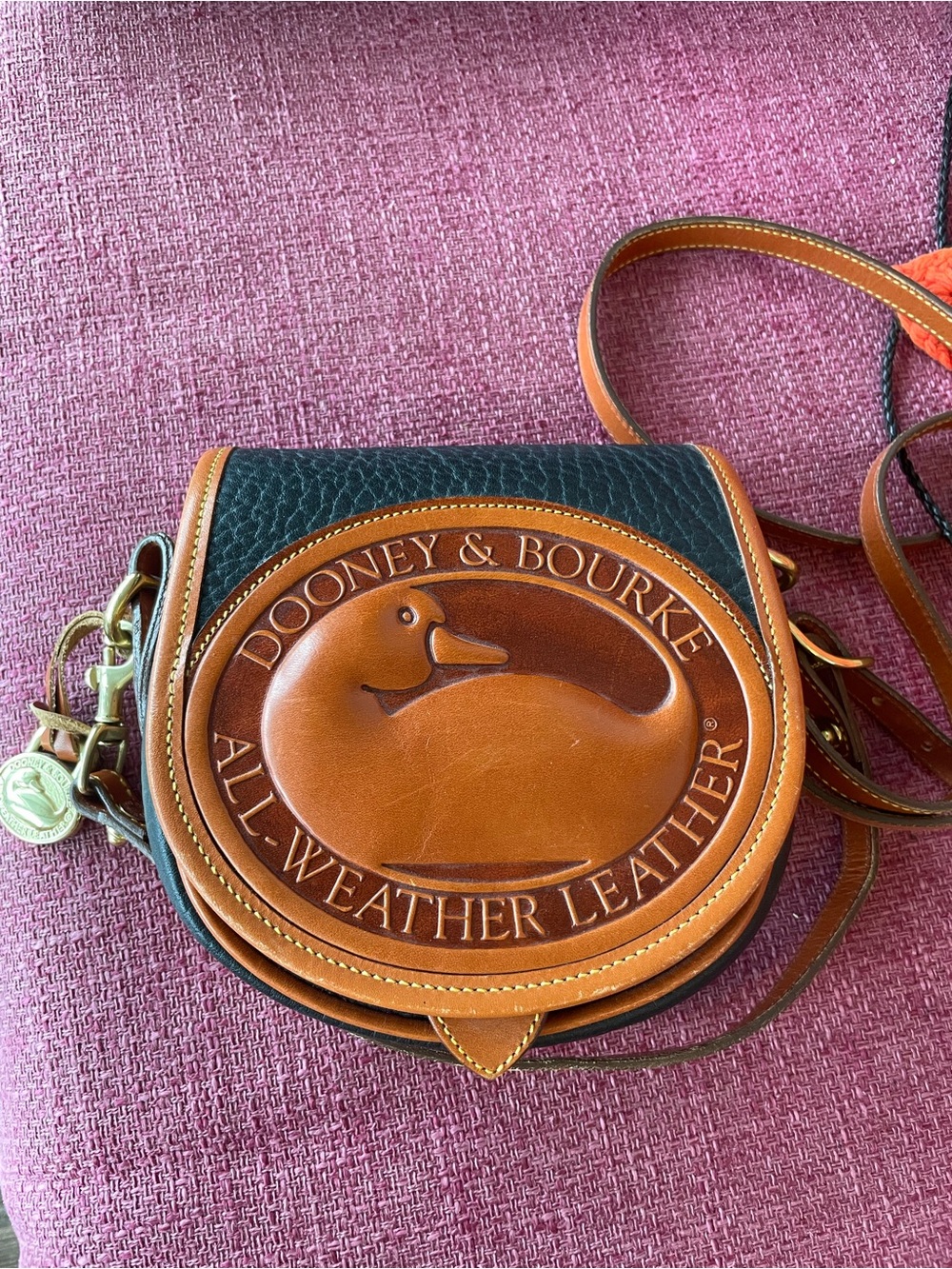 Dooney & Bourke Tan and Black Leather Crossbody Bag
